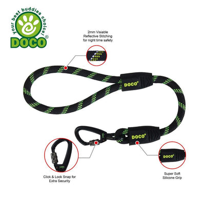 DOCO® Reflective Traffic Rope Leash - Click & Lock Snap - 20 inch - www.docopet.com